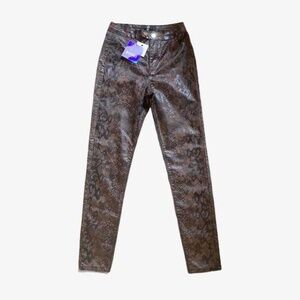 BNWT Missguided Brown Croc Coated Skinny Double Popper Jeans